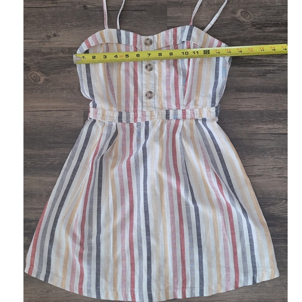 Blu Pepper Women Striped Button Front Mini Dress Smocked Back Multicolor Small